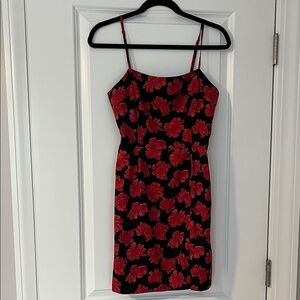 The East Order Elegant Black and Red Floral Mini Dress